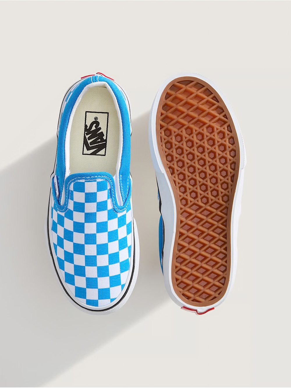 Vans Kids Slip-On Sneakers in Blue and White Checkerboard